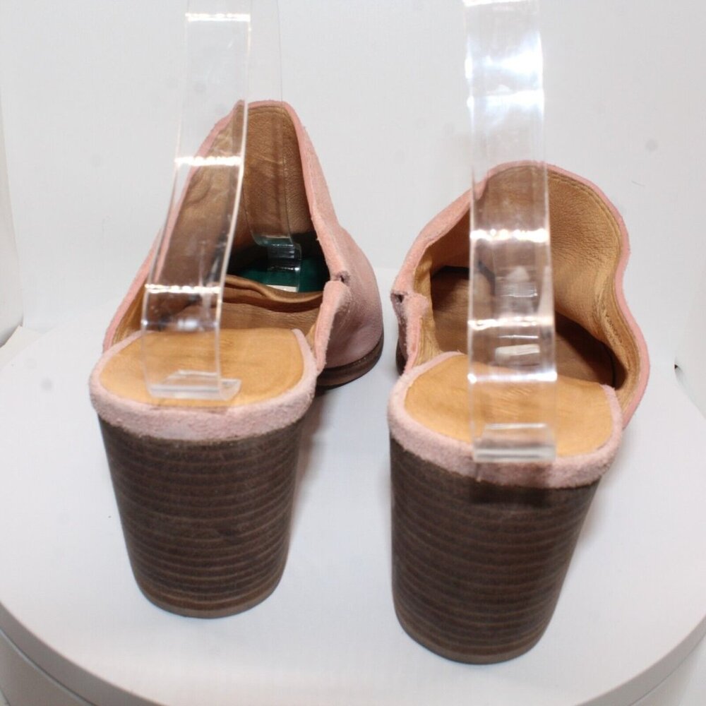 Madewell The Harper 9.5M Pink Closed Toe Block Heeled Suede Slide Mule k4920 - Picture 6 of 14